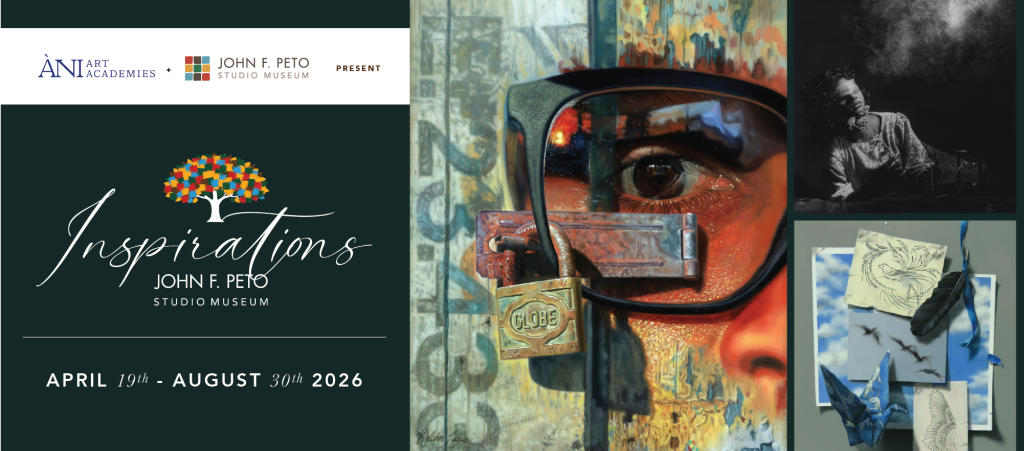 Show banner depicting and advertising the Exhibit Inspirations, in conjunection with Ani Institute